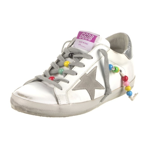 GOLDEN GOOSE Leather Printed Sneakers Size 38 - Picture 1 of 6